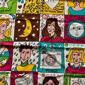 Jean-Charles de Castelbajac Paris Pop Art Graphic Square Scarf Made in France